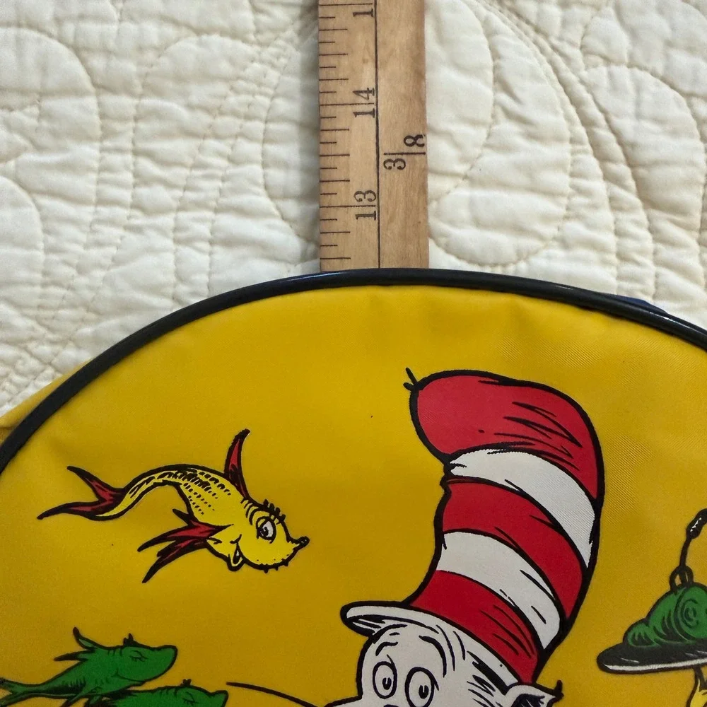 Vintage 1997 Dr Seuss and His Friends Cat in the Hat Kids Backpack Yellow Blue